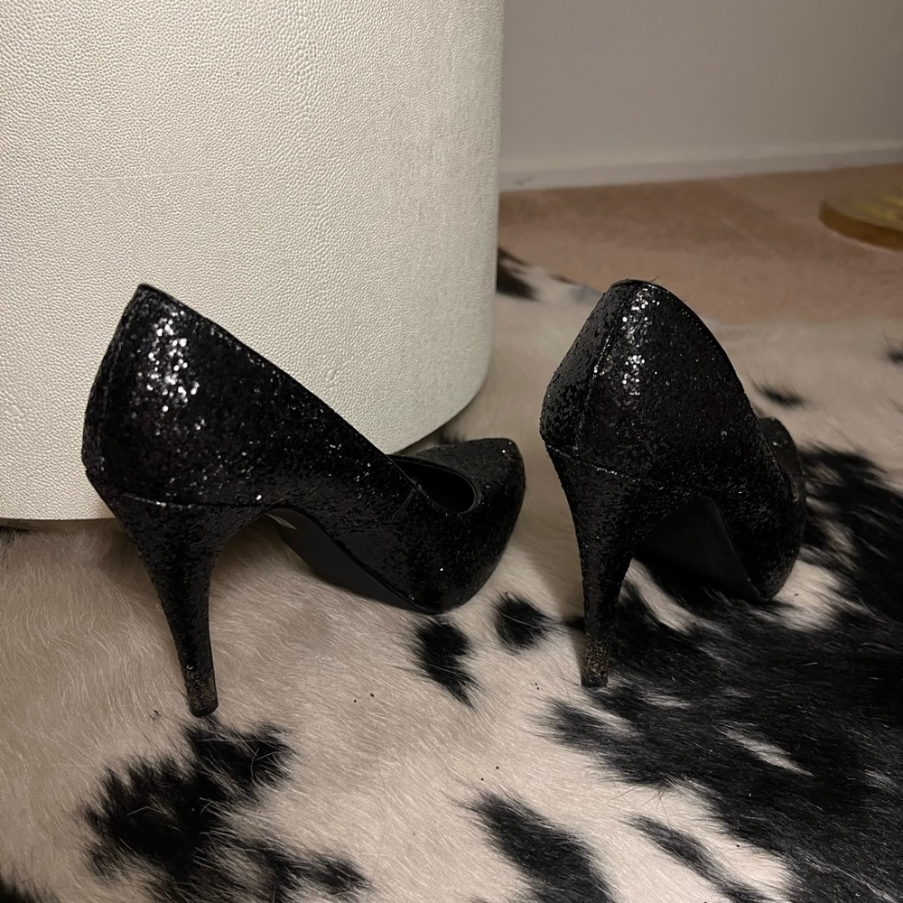 Michael Black Glitter Triangle Point Toe Heels - image 8